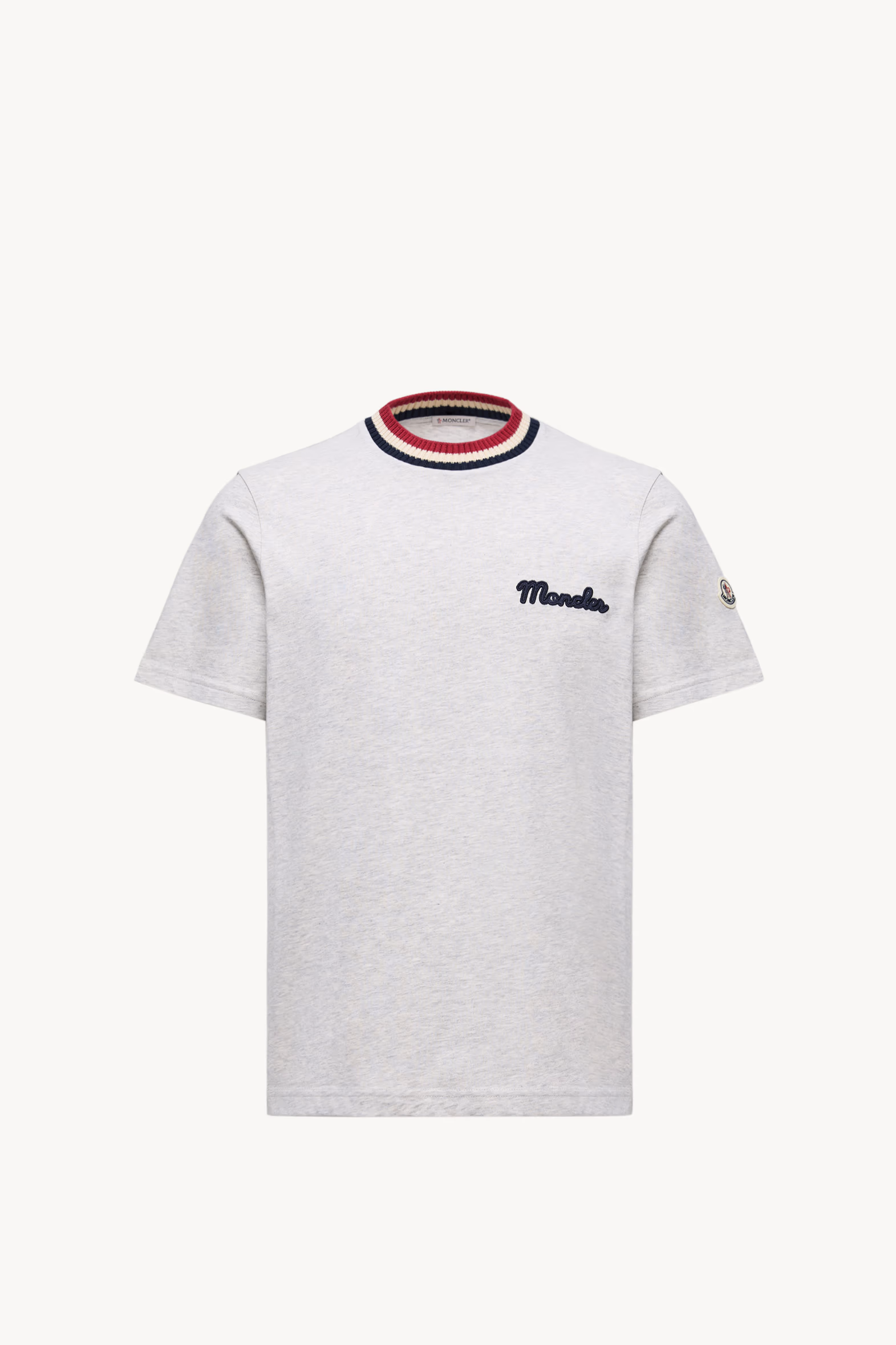 T-shirt en coton à logo brodé Hommes Gris Moncler 2